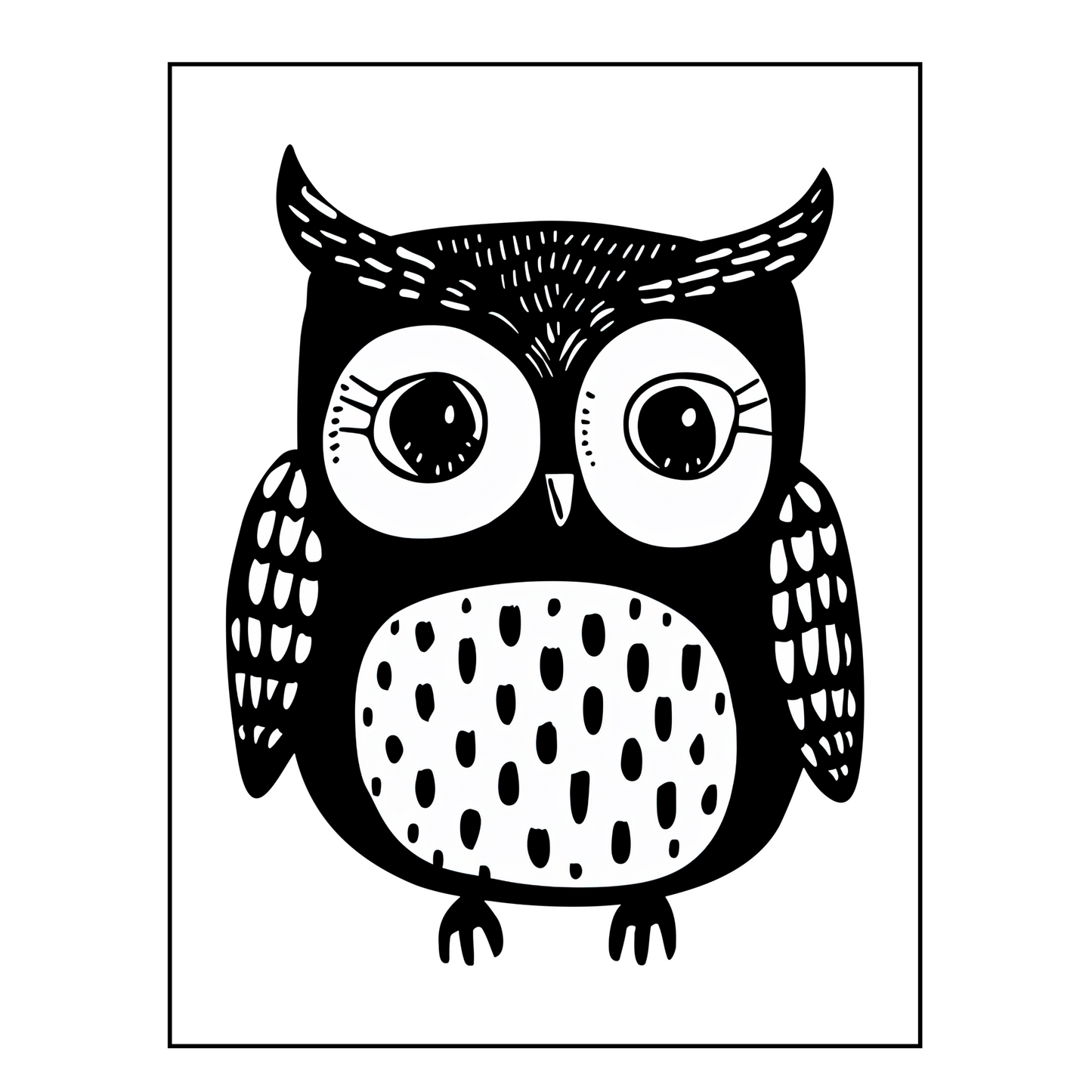 Owl Black and White Poster