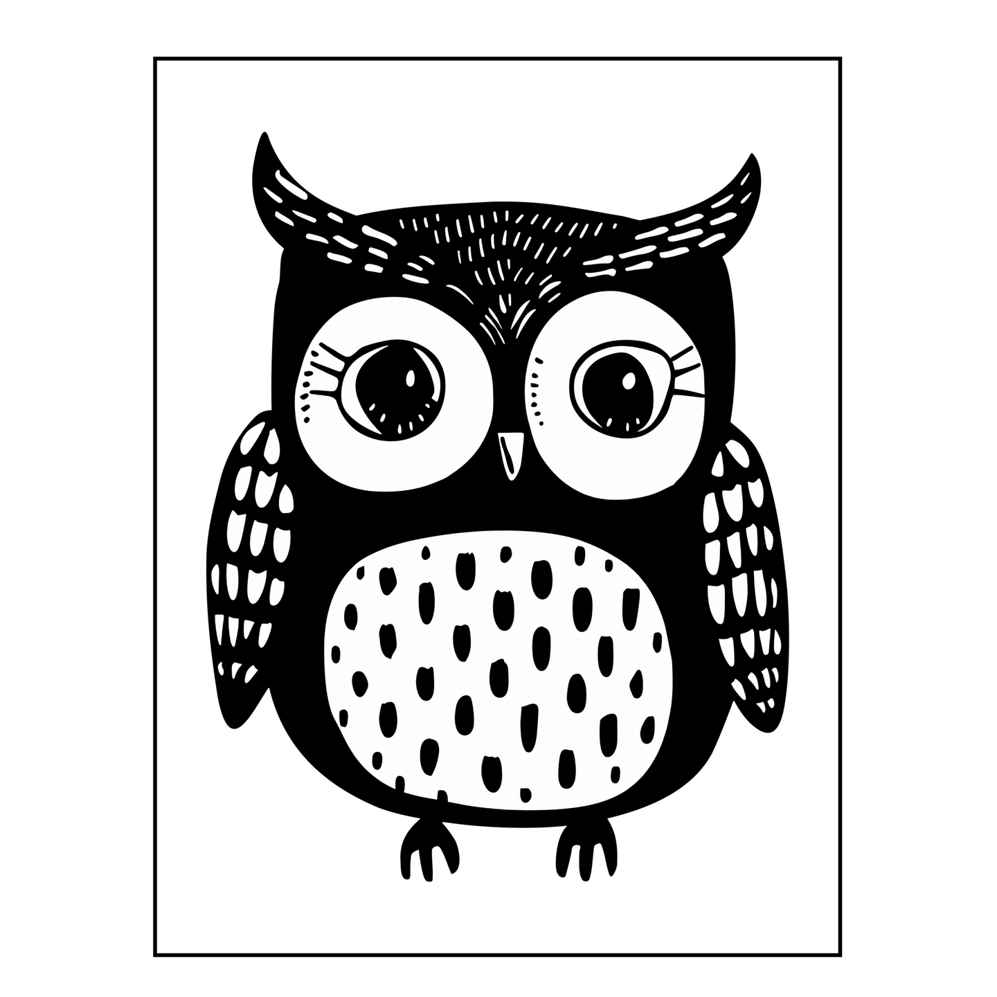 Owl Black and White Poster