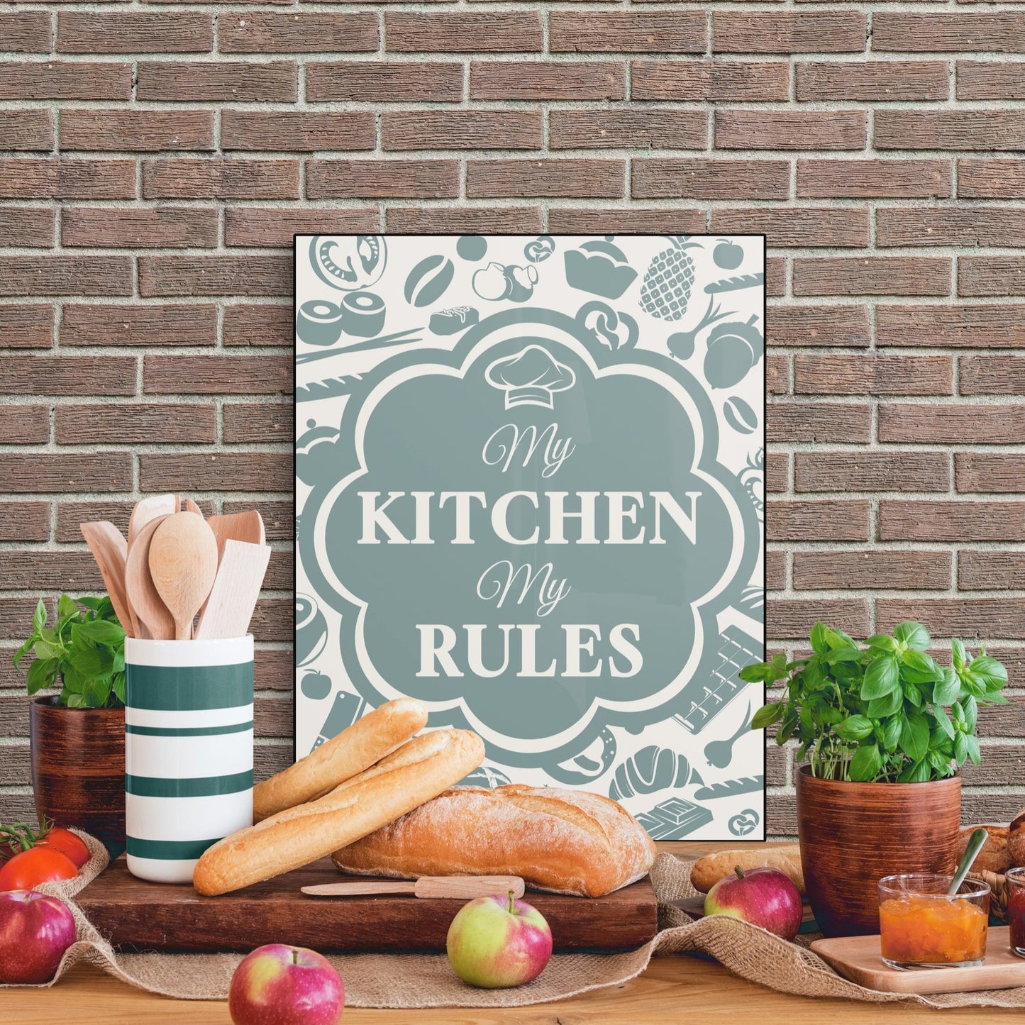 My Kitchen My Rules Green Poster