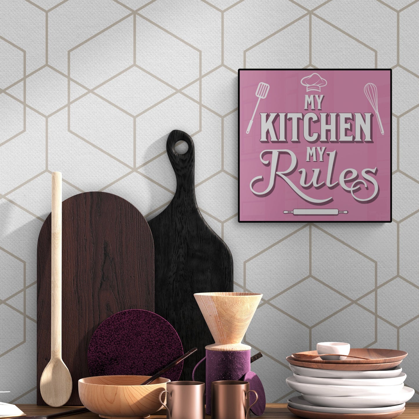 My Kitchen My Rules Pink Poster