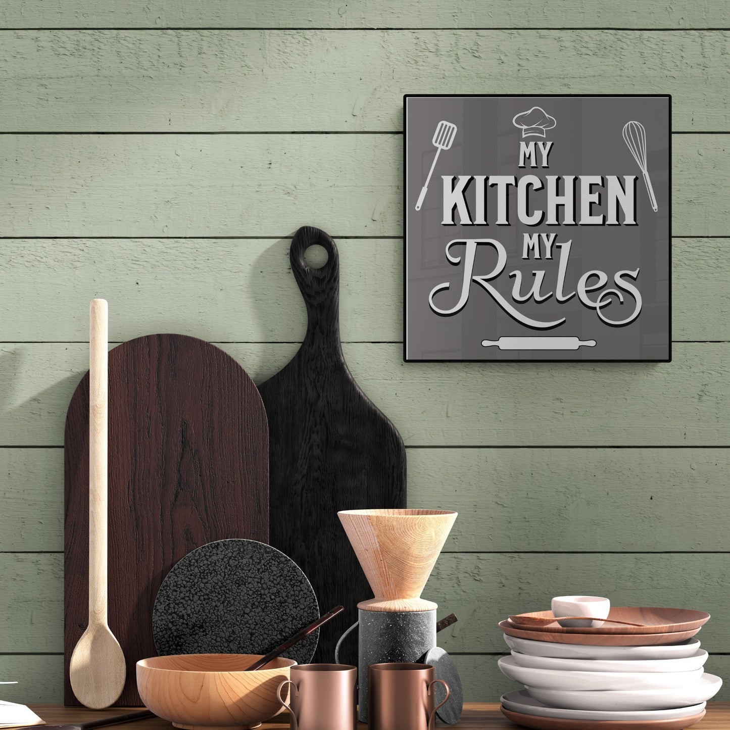 My Kitchen My Rules Grey Poster