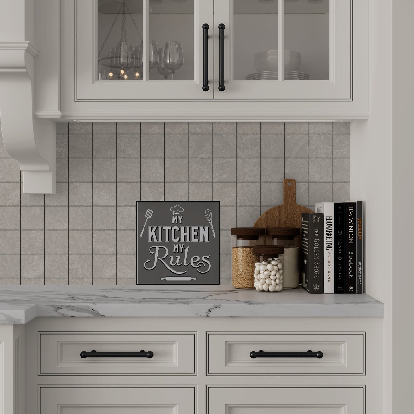 My Kitchen My Rules Grey Poster