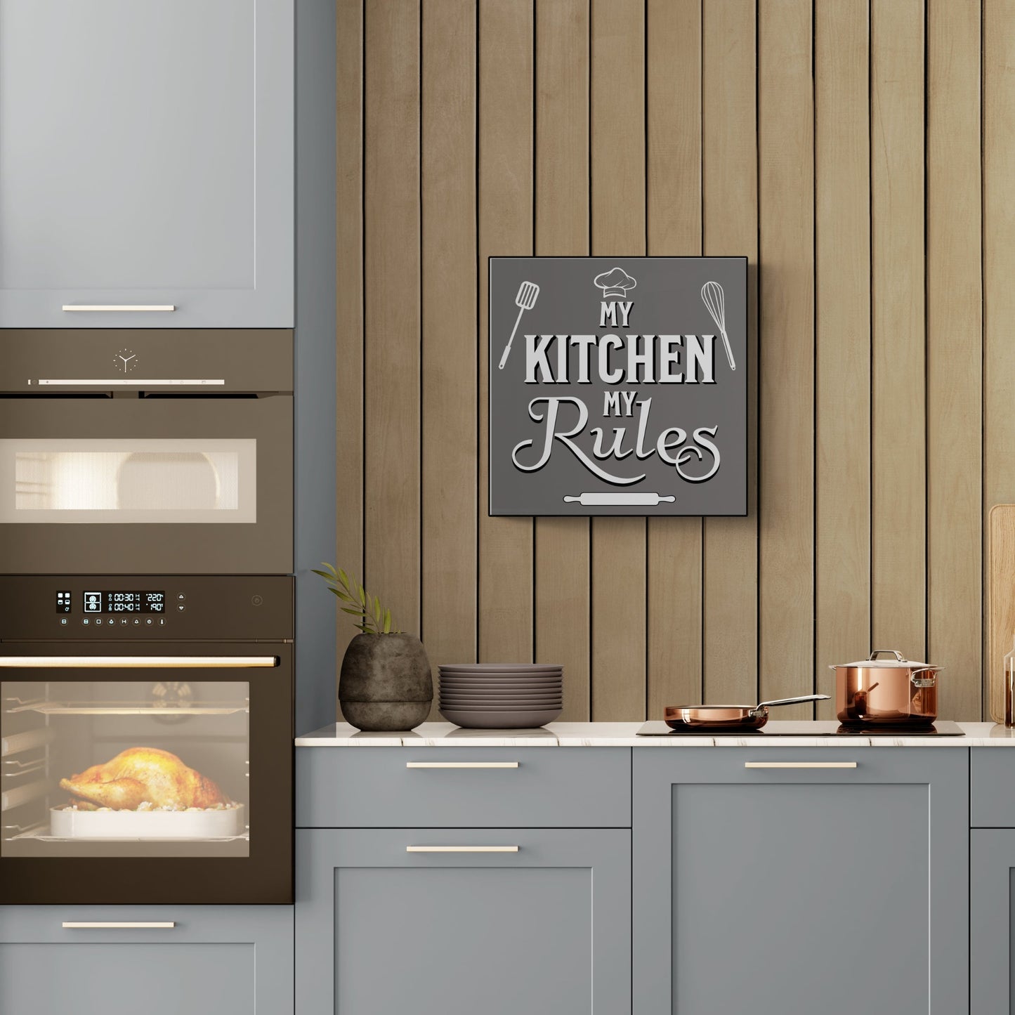 My Kitchen My Rules Grey Poster