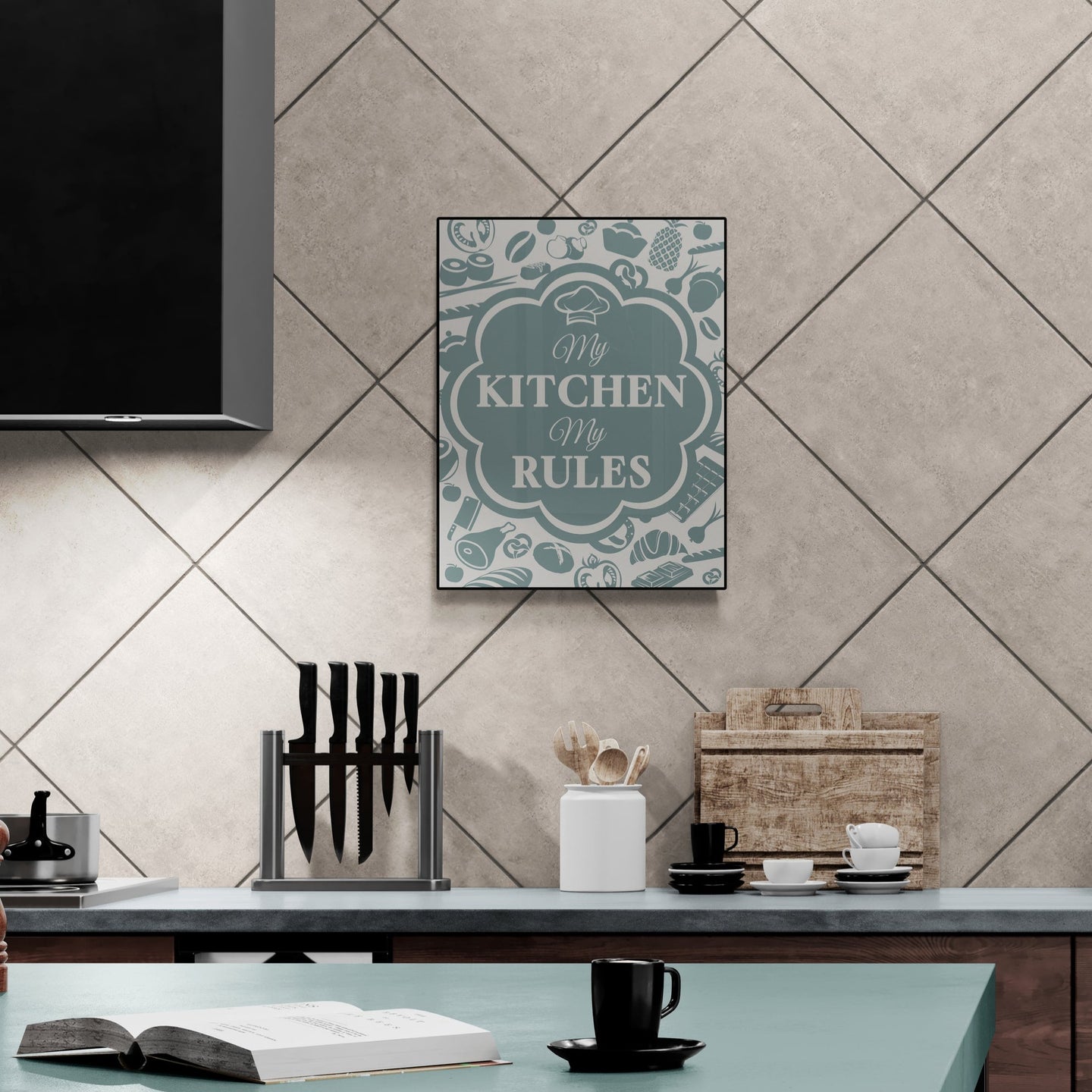 My Kitchen My Rules Green Poster